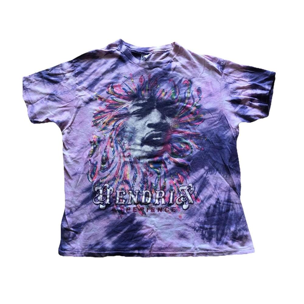 Vintage Jimi Hendrix Experience 1980s Tie Dye Purple Rock Jazz T Shirt Mens XL